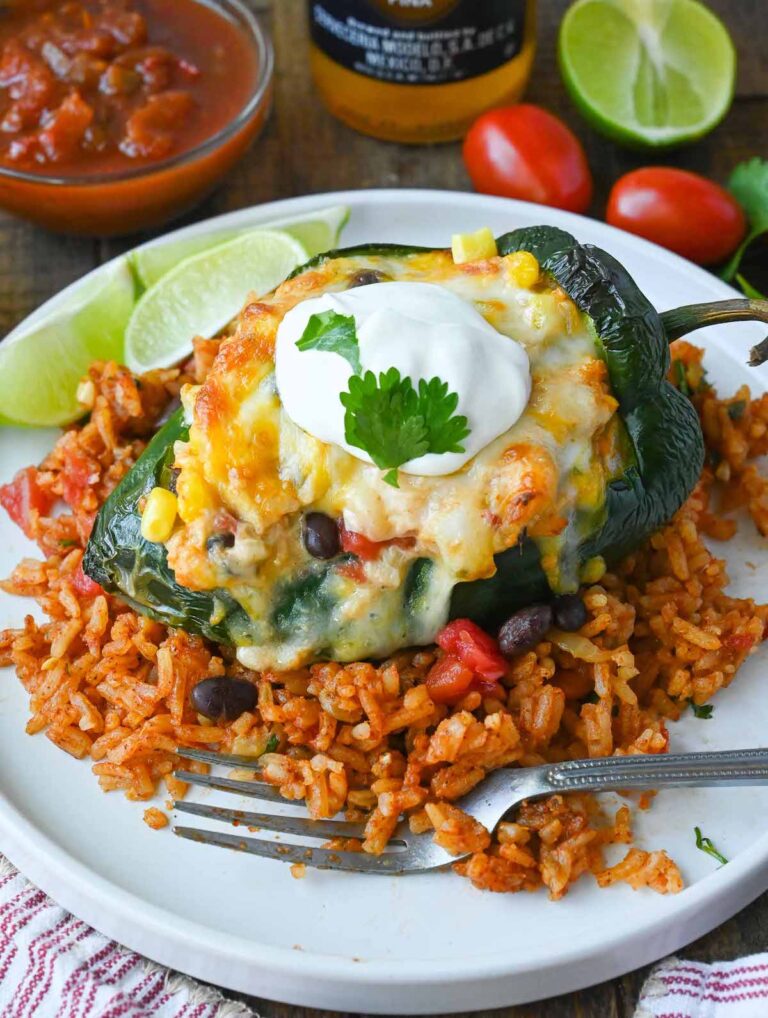 Chicken and Cheese Stuffed Poblano Peppers