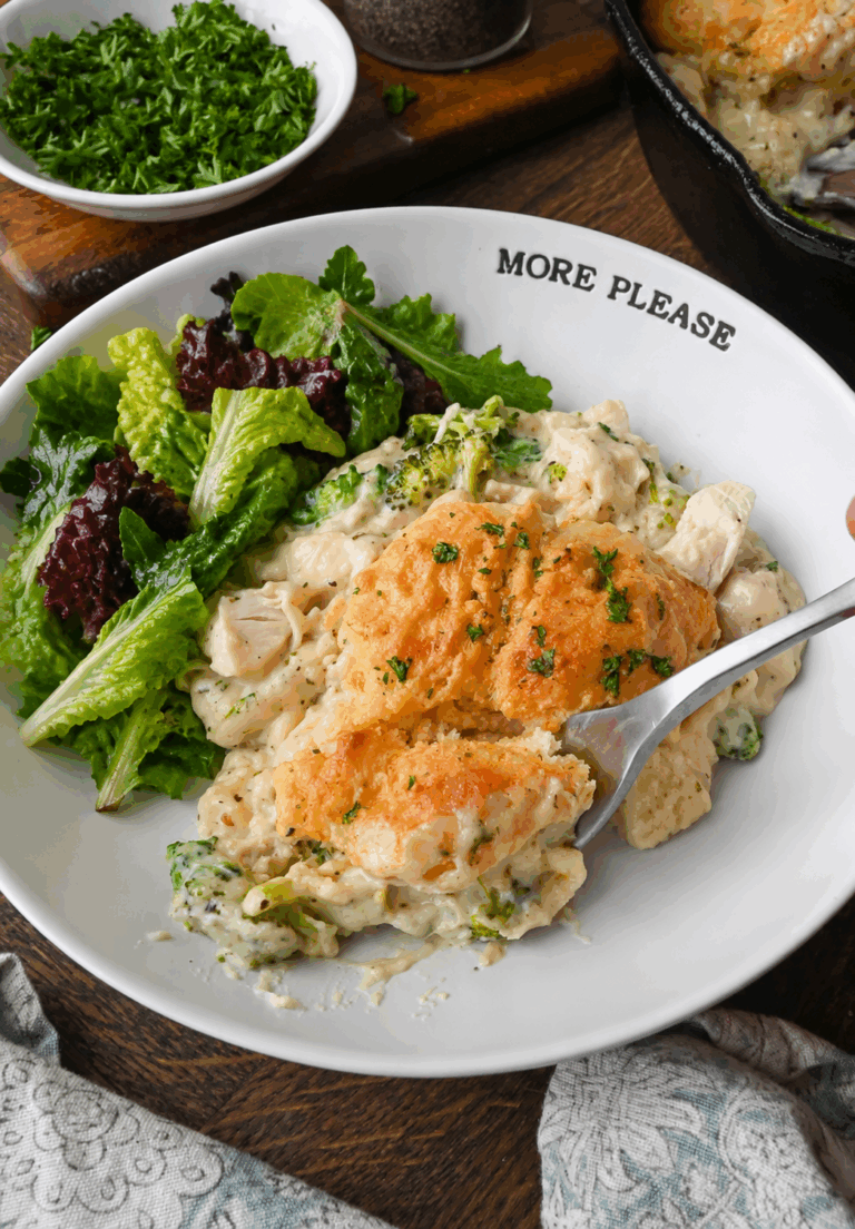 Chicken Alfredo Biscuit Casserole
