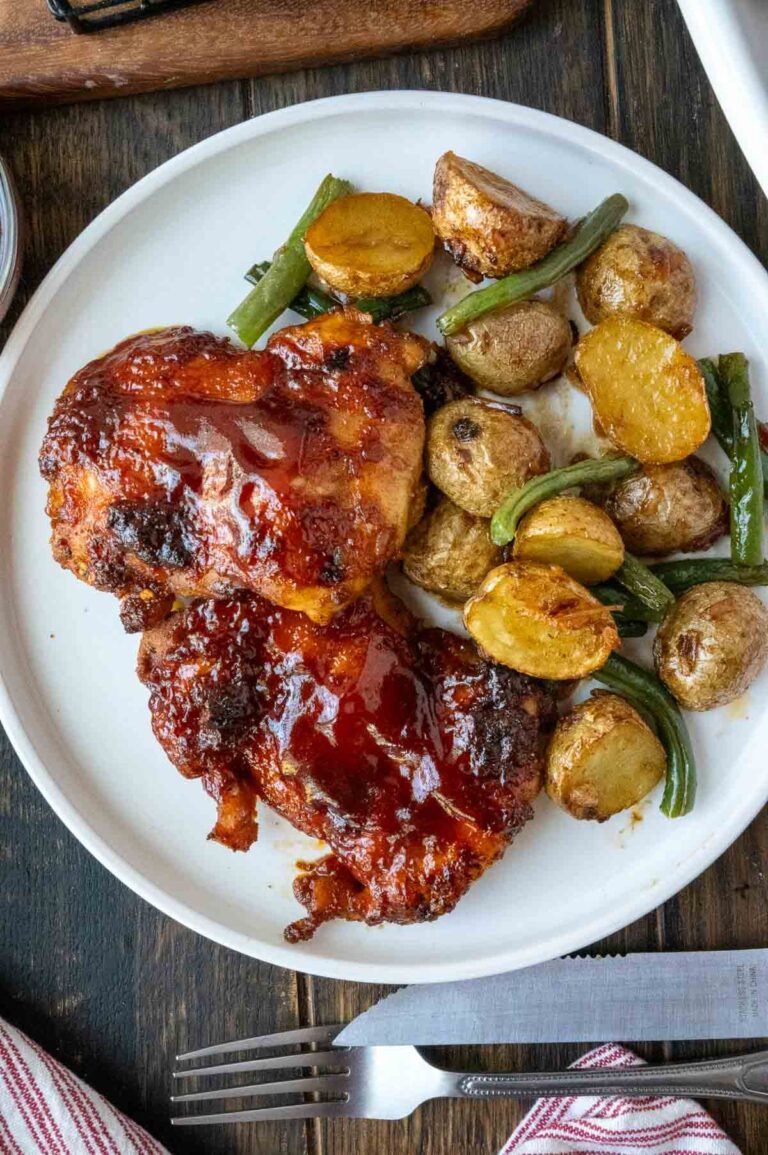 Sheet Pan BBQ Chicken Potatoes and Green Beans